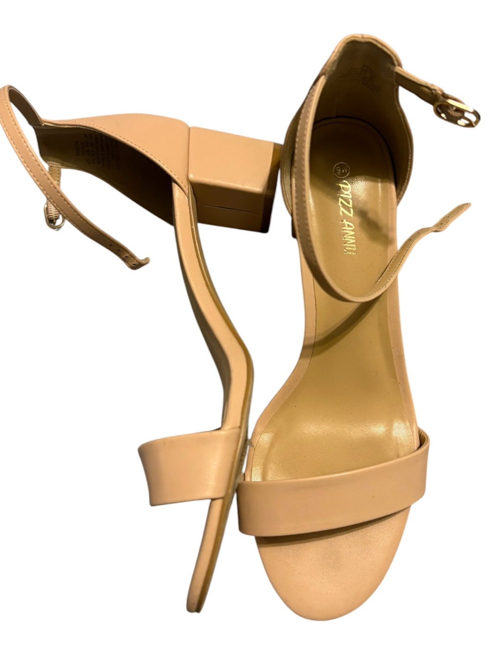 Pinky Nude Block Heel Sandals - Women's Ankle Strap